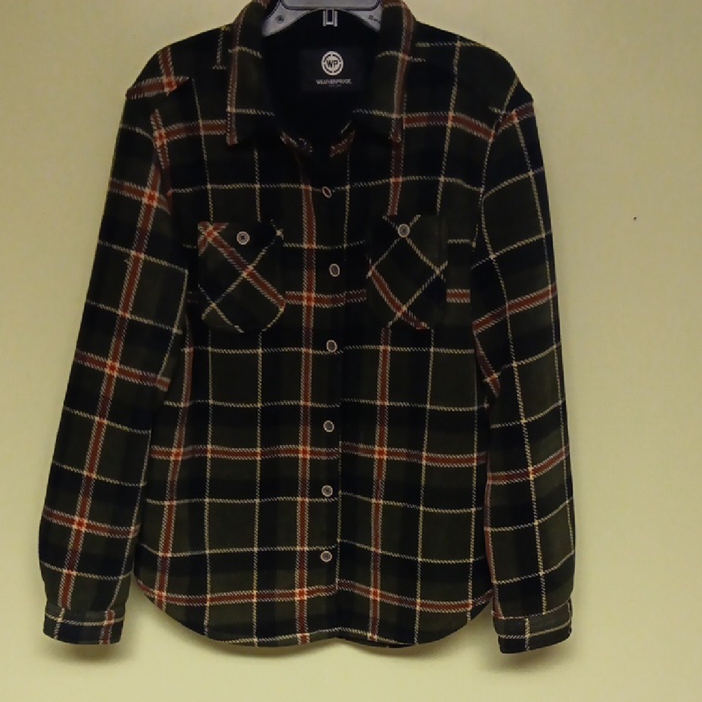Weatherproof Green and Orange Plaid Shirt Jacket